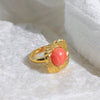 Stainless Steel Natural Stone Inset Square Open Ring Electroplated Fashionable Unisex