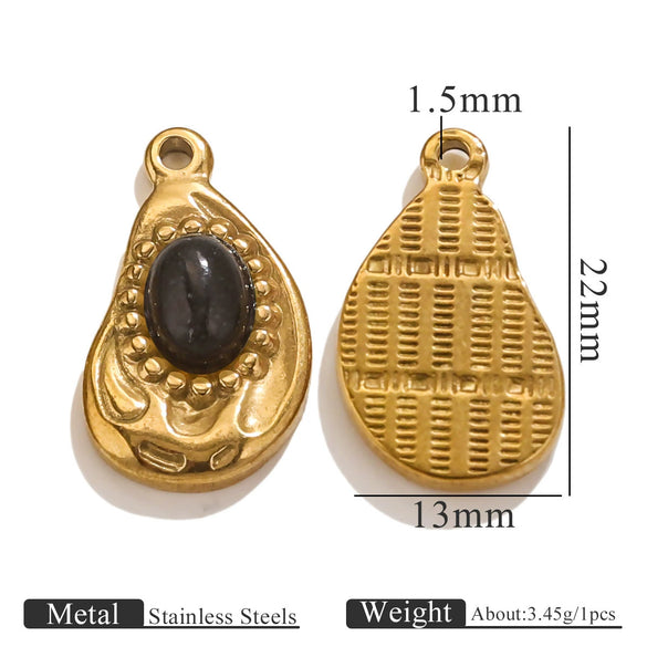 Stainless Steel Natural Stone Oil Drop Eight Eyes Pendant Necklace Jewelry Accessories