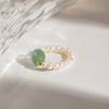 Stainless Steel Natural Stone Pearl Geometric Finger Ring With Electroplating