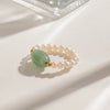 Stainless Steel Natural Stone Pearl Geometric Finger Ring With Electroplating