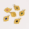Stainless Steel Natural Stone Pendant Jewelry With Geometric Style Electroplated Pleated Oval And Star Shapes