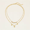 Stainless Steel Natural Stone Pendant Necklace Bracelet Set For Women With Electroplating And Stacked Design