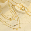 Stainless Steel Natural Stone Pendant Necklace Bracelet Set For Women With Electroplating And Stacked Design