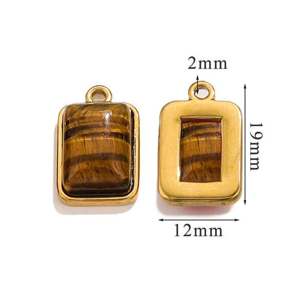 Stainless Steel Natural Stone Rectangular Pendant Electroplated Niche Fashion Diy