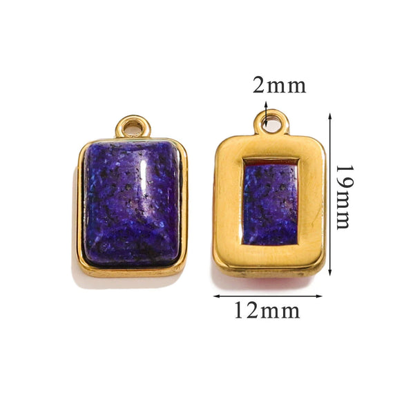 Stainless Steel Natural Stone Rectangular Pendant Electroplated Niche Fashion Diy