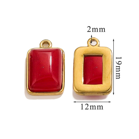 Stainless Steel Natural Stone Rectangular Pendant Electroplated Niche Fashion Diy