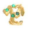 Stainless Steel Natural Stone Ring Electroplated With Gold Geometric Retro Style For Women