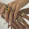 Stainless Steel Natural Stone Ring With Electroplating Treatment