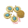 Stainless Steel Natural Stone Round Oval Vintage Embossed Pendant Jewelry Accessories For Necklace Earrings With Electroplating