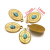 Stainless Steel Natural Stone Round Oval Vintage Embossed Pendant Jewelry Accessories For Necklace Earrings With Electroplating