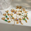 Stainless Steel Natural Stone Tassel Hammer Geometric Earrings For Women With Electroplating
