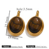 Stainless Steel Natural Stone Tiger Eye Oval Pendant Jewelry Accessories Retro Geometric Totem Electroplated