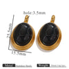 Stainless Steel Natural Stone Tiger Eye Oval Pendant Jewelry Accessories Retro Geometric Totem Electroplated