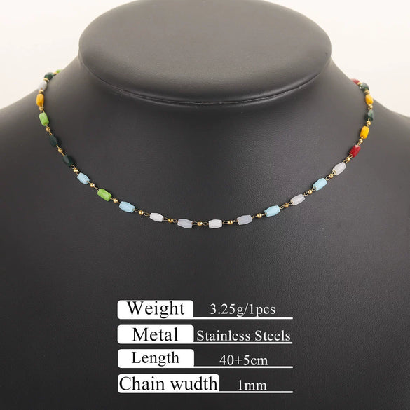 Stainless Steel Natural Stone Totem Bracelet Necklace Electroplated Fashion Small Fresh Simple Diy Handmade