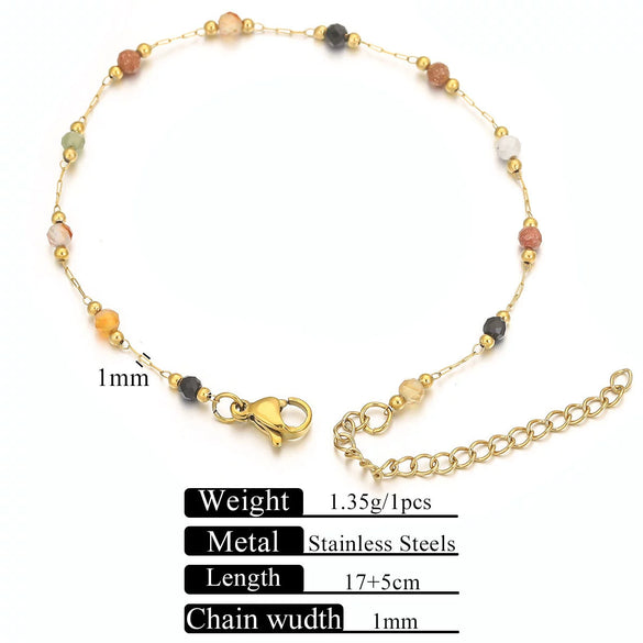 Stainless Steel Natural Stone Totem Bracelet Necklace Electroplated Fashion Small Fresh Simple Diy Handmade