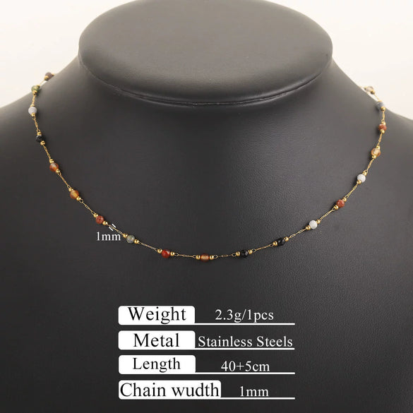 Stainless Steel Natural Stone Totem Bracelet Necklace Electroplated Fashion Small Fresh Simple Diy Handmade