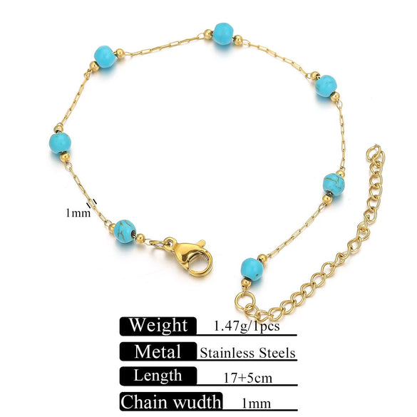 Stainless Steel Natural Stone Totem Bracelet Necklace Electroplated Fashion Small Fresh Simple Diy Handmade