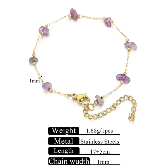 Stainless Steel Natural Stone Totem Bracelet Necklace Electroplated Fashion Small Fresh Simple Diy Handmade