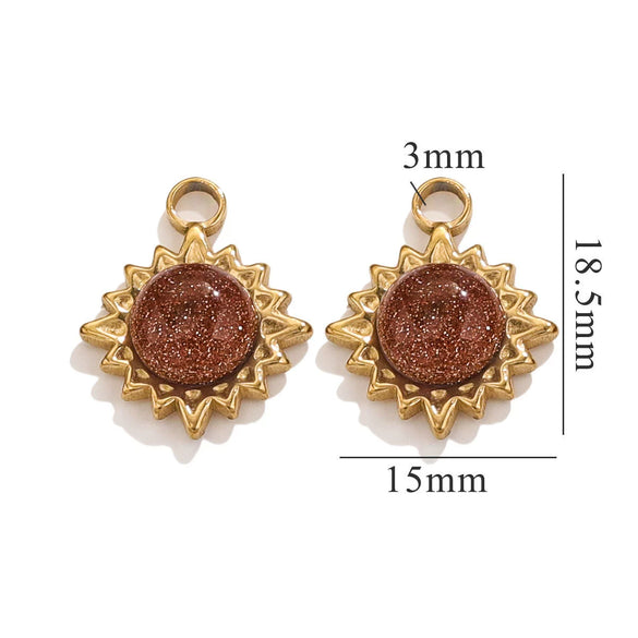 Stainless Steel Natural Stone Turquoise Pendant Necklace Earrings Diy Accessories With Electroplating And Geometric Ushape Design