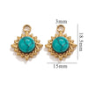 Stainless Steel Natural Stone Turquoise Pendant Necklace Earrings Diy Accessories With Electroplating And Geometric Ushape Design