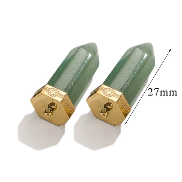 Stainless Steel Natural Stone Water Drop Jewelry Accessories Earrings Necklace With Bullet Shape Electroplated 18K