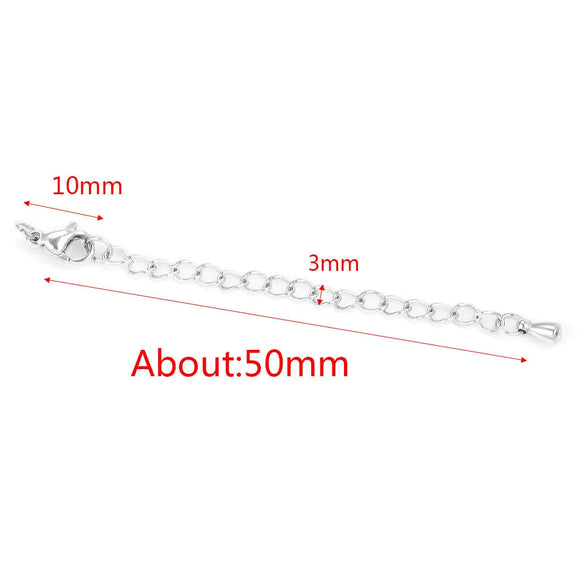 Stainless Steel Natural Style Belt Chain Tail Chain Extension Chain Buckle Lobster Buckle Jewelry Accessories With Electroplating