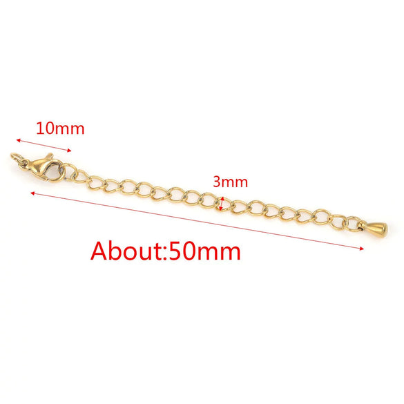 Stainless Steel Natural Style Belt Chain Tail Chain Extension Chain Buckle Lobster Buckle Jewelry Accessories With Electroplating