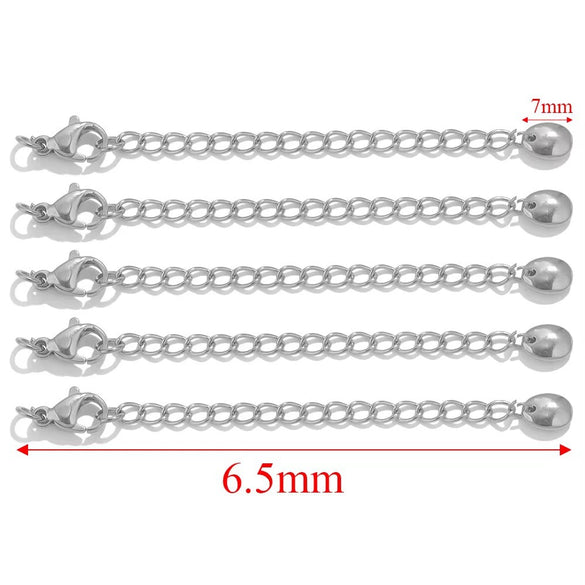 Stainless Steel Natural Style Belt Chain Tail Chain Extension Chain Buckle Lobster Buckle Jewelry Accessories With Electroplating