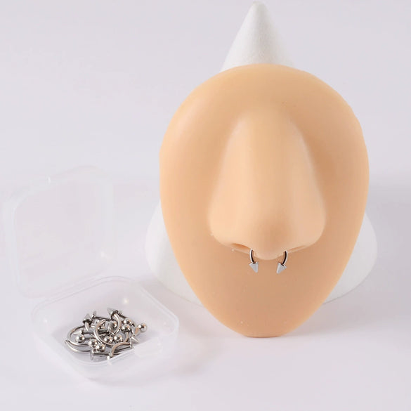 Stainless Steel Natural Style Geometric Lip Nails Eyebrow Nails Horseshoe Nose Ring Kit With C Shaped Lip Rings And Ear Bones Electroplated