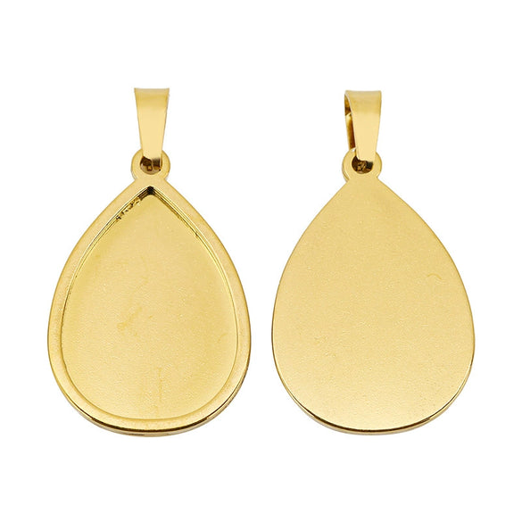 Stainless Steel Natural Style Water Drop Pendant Necklace With Electroplating Process