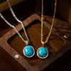 Stainless Steel Natural Turquoise Necklace Furnace Vacuum Plating 18K Gold Color Fashion