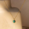 Stainless Steel Natural Turquoise Necklace Furnace Vacuum Plating 18K Gold Color Fashion