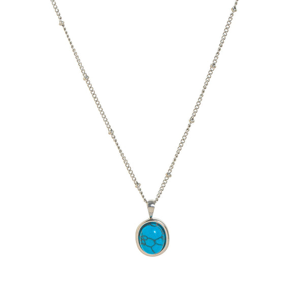 Stainless Steel Natural Turquoise Necklace Furnace Vacuum Plating 18K Gold Color Fashion