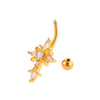 Stainless Steel Navel Button Jewelry Inlaid With Zircon Lace Cross For Women Electroplated
