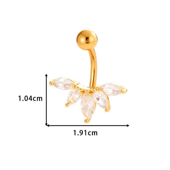 Stainless Steel Navel Button Jewelry Inlaid With Zircon Lace Cross For Women Electroplated
