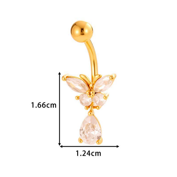 Stainless Steel Navel Button Jewelry Inlaid With Zircon Lace Cross For Women Electroplated