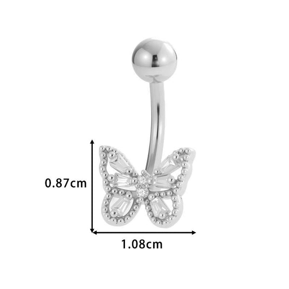 Stainless Steel Navel Button Jewelry Inlaid With Zircon Lace Cross For Women Electroplated