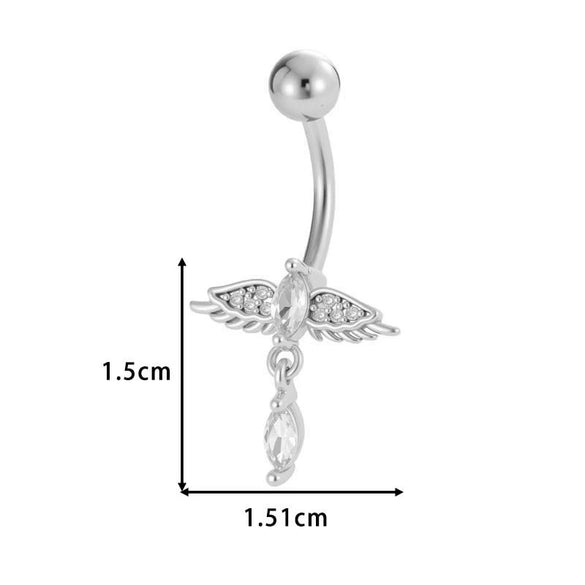 Stainless Steel Navel Button Jewelry Inlaid With Zircon Lace Cross For Women Electroplated