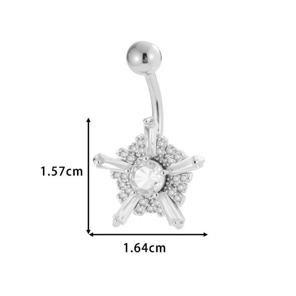 Stainless Steel Navel Button Jewelry Inlaid With Zircon Lace Cross For Women Electroplated