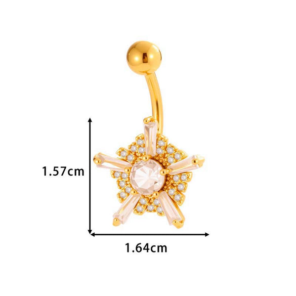 Stainless Steel Navel Button Jewelry Inlaid With Zircon Lace Cross For Women Electroplated
