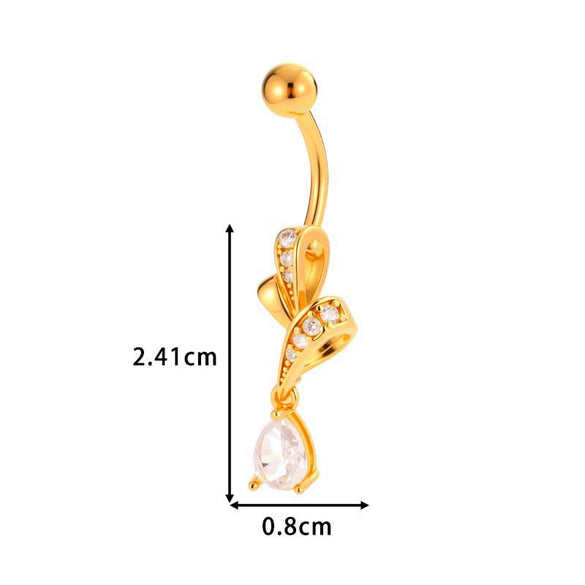 Stainless Steel Navel Button Jewelry Inlaid With Zircon Lace Cross For Women Electroplated