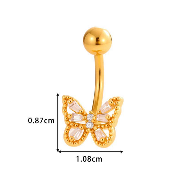 Stainless Steel Navel Button Jewelry Inlaid With Zircon Lace Cross For Women Electroplated