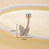 Stainless Steel Navel Ring With Zircon Butterfly Snake Design Electroplated Women's Fashion Jewelry