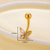 Stainless Steel Navel Ring With Zircon Butterfly Snake Design Electroplated Women's Fashion Jewelry