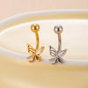 Stainless Steel Navel Ring With Zircon Butterfly Snake Design Electroplated Women's Fashion Jewelry