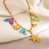 Stainless Steel Necklace Animal Style Ushaped Star Shaped Zodiac Electroplated