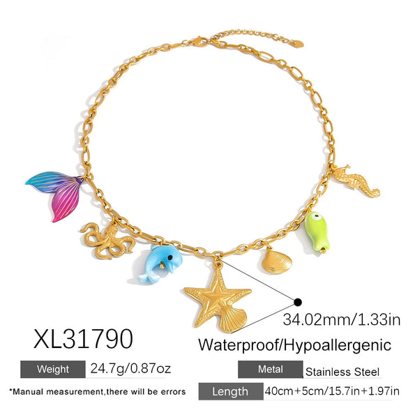 Stainless Steel Necklace Animal Style Ushaped Star Shaped Zodiac Electroplated