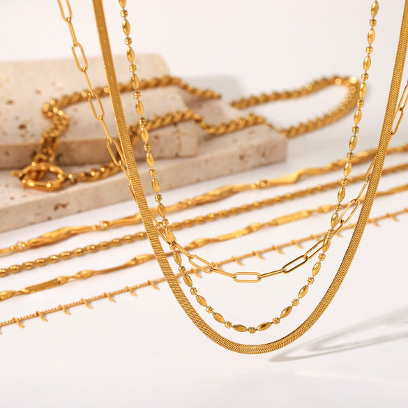 Stainless Steel Necklace Cuban Chain Snake Bone Chain Twist Chain Cross Chain Geometric Electroplated Women's