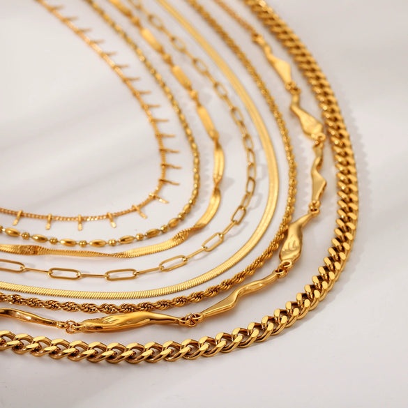 Stainless Steel Necklace Cuban Chain Snake Bone Chain Twist Chain Cross Chain Geometric Electroplated Women's