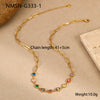 Stainless Steel Necklace Inlaid With Colorful Zircon Geometric Pattern Electroplated Women's Fashion Jewelry